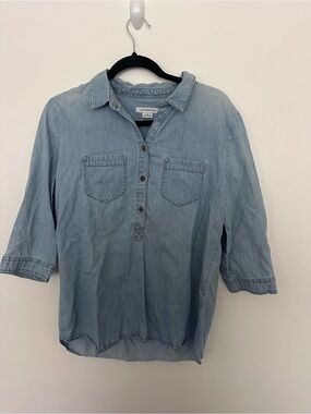 Universal Thread Light Blue Denim-Style Button Pullover Shirt